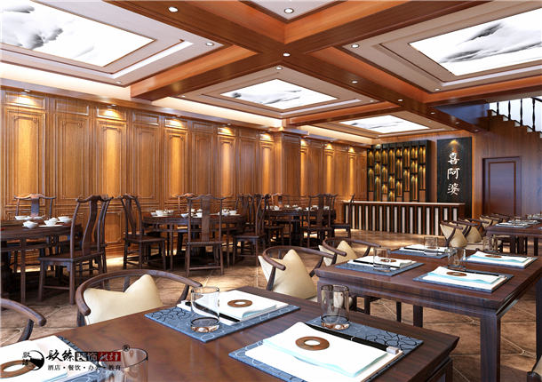 西安喜阿婆连锁餐厅装修设计|古典元素中植入现代文化感